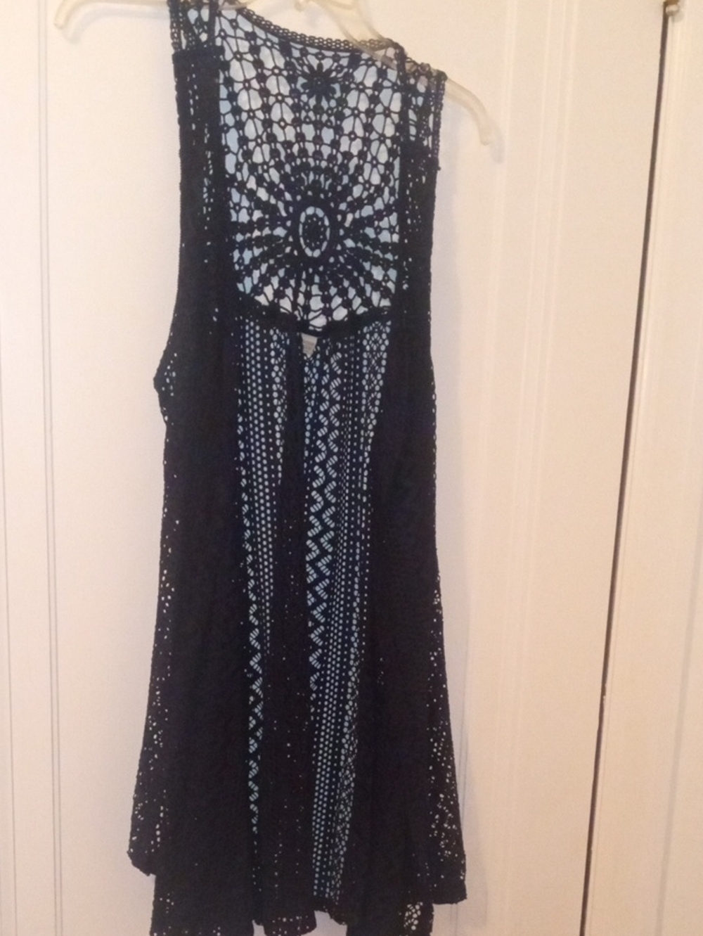 dark navy blue Crochet overlay top, sleeveless, Women 18/20